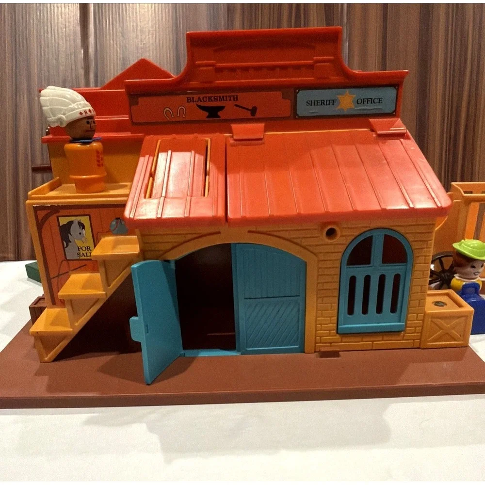 Vintage Fisher Price Little People #934 Western Town Playset 1982 Playset Horse